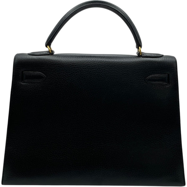 エルメス HERMES ケリー32 外縫い 〇T刻印（1990年製） ブラック　ゴールド金具 アルデンヌ レディース ショルダーバッグ