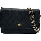 シャネル CHANEL マトラッセチェーンウォレット A33814 18番台 ブラック GD金具 キャビア レディース ショルダーバッグ