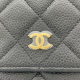 シャネル CHANEL マトラッセチェーンウォレット A33814 18番台 ブラック GD金具 キャビア レディース ショルダーバッグ