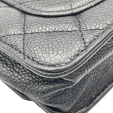 シャネル CHANEL マトラッセチェーンウォレット A33814 18番台 ブラック GD金具 キャビア レディース ショルダーバッグ