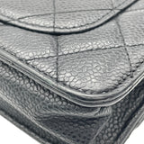 シャネル CHANEL マトラッセチェーンウォレット A33814 18番台 ブラック GD金具 キャビア レディース ショルダーバッグ