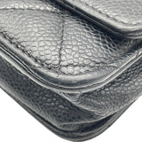 シャネル CHANEL マトラッセチェーンウォレット A33814 18番台 ブラック GD金具 キャビア レディース ショルダーバッグ