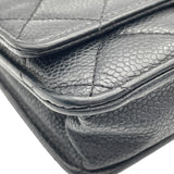 シャネル CHANEL マトラッセチェーンウォレット A33814 18番台 ブラック GD金具 キャビア レディース ショルダーバッグ