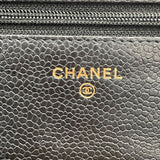 シャネル CHANEL マトラッセチェーンウォレット A33814 18番台 ブラック GD金具 キャビア レディース ショルダーバッグ