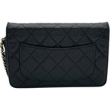 シャネル CHANEL マトラッセチェーンウォレット A33814 18番台 ブラック GD金具 キャビア レディース ショルダーバッグ