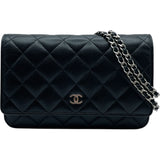 シャネル CHANEL マトラッセ チェーンウォレット AP0250 ブラック　シルバー金具 キャビアスキン レディース ショルダーバッグ