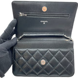シャネル CHANEL マトラッセ チェーンウォレット AP0250 ブラック　シルバー金具 キャビアスキン レディース ショルダーバッグ