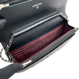シャネル CHANEL マトラッセ チェーンウォレット AP0250 ブラック　シルバー金具 キャビアスキン レディース ショルダーバッグ