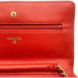 シャネル CHANEL マトラッセ チェーンウォレット A33814 20番台 オレンジ GD金具 キャビア レディース ショルダーバッグ