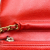 シャネル CHANEL マトラッセ チェーンウォレット A33814 20番台 オレンジ GD金具 キャビア レディース ショルダーバッグ