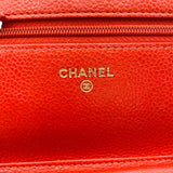シャネル CHANEL マトラッセ チェーンウォレット A33814 20番台 オレンジ GD金具 キャビア レディース ショルダーバッグ
