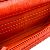 シャネル CHANEL マトラッセ チェーンウォレット A33814 20番台 オレンジ GD金具 キャビア レディース ショルダーバッグ