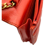 シャネル CHANEL マトラッセ チェーンウォレット A33814 20番台 オレンジ GD金具 キャビア レディース ショルダーバッグ