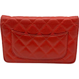 シャネル CHANEL マトラッセ チェーンウォレット A33814 20番台 オレンジ GD金具 キャビア レディース ショルダーバッグ