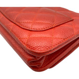 シャネル CHANEL マトラッセ チェーンウォレット A33814 20番台 オレンジ GD金具 キャビア レディース ショルダーバッグ