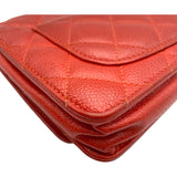 シャネル CHANEL マトラッセ チェーンウォレット A33814 20番台 オレンジ GD金具 キャビア レディース ショルダーバッグ