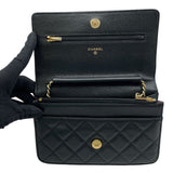シャネル CHANEL マトラッセ チェーンウォレット AP0250 ブラック GD金具 キャビア レディース ショルダーバッグ