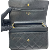 シャネル CHANEL マトラッセ チェーンウォレット A33814 21番台 ブラック GD金具 キャビア レディース ショルダーバッグ