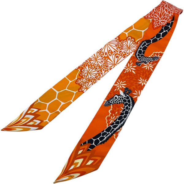 エルメス HERMES ツイリー THE THREE GRADES オレンジ シルク レディース スカーフ