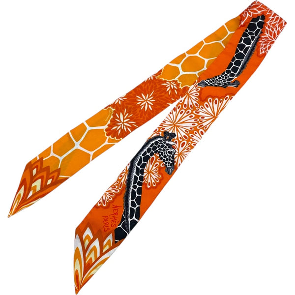 エルメス HERMES ツイリー THE THREE GRADES オレンジ シルク レディース スカーフ