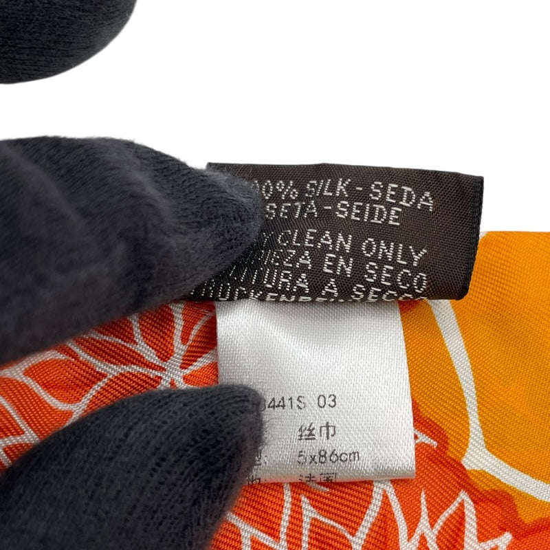 エルメス HERMES ツイリー THE THREE GRADES オレンジ シルク レディース スカーフ