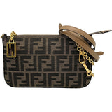 フェンディ FENDI FFバケット スリム クラッチ 8BS073 ブラウン キャンバス レディース ショルダーバッグ