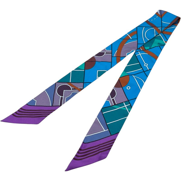 エルメス HERMES ツイリー SPORTS ブルー シルク レディース スカーフ