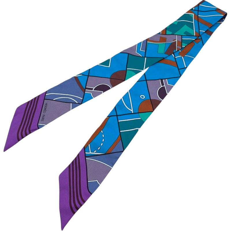 エルメス HERMES ツイリー SPORTS ブルー シルク レディース スカーフ