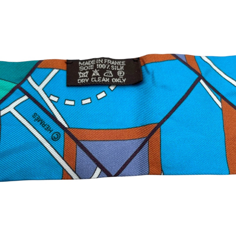 エルメス HERMES ツイリー SPORTS ブルー シルク レディース スカーフ