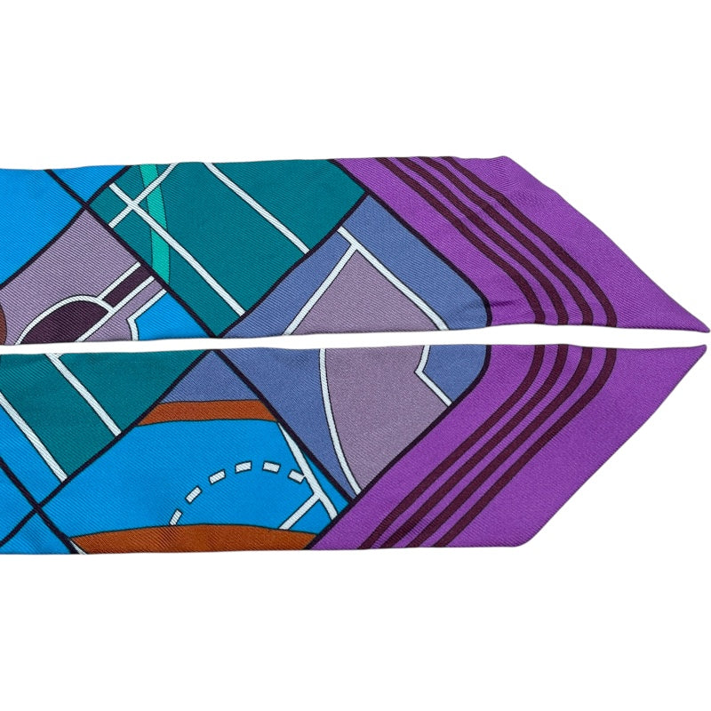 エルメス HERMES ツイリー SPORTS ブルー シルク レディース スカーフ