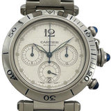 カルティエ Cartier パシャドゥ カルティエ クロノグラフ38mm W31030H3 ホワイト SS 自動巻き メンズ 腕時計