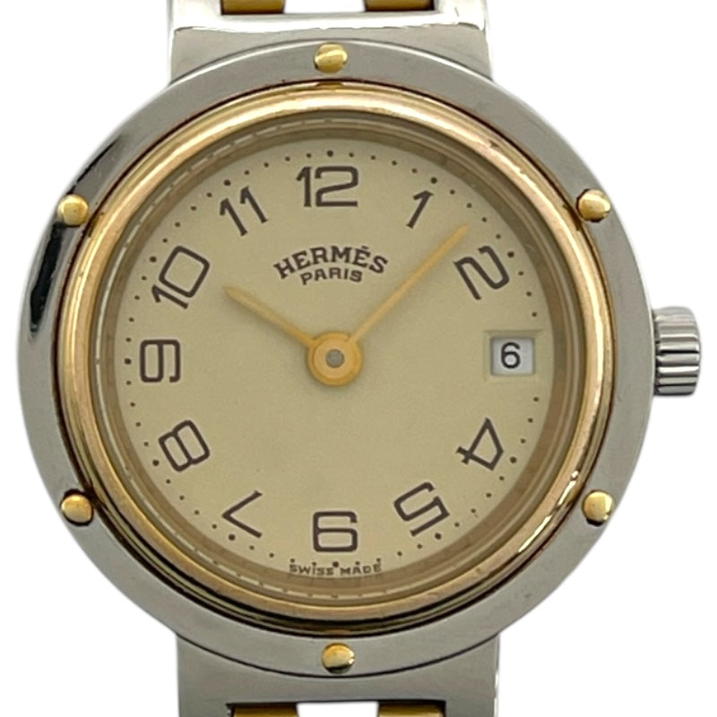 エルメス HERMES クリッパー ベージュ GP/SS クオーツ レディース 腕時計