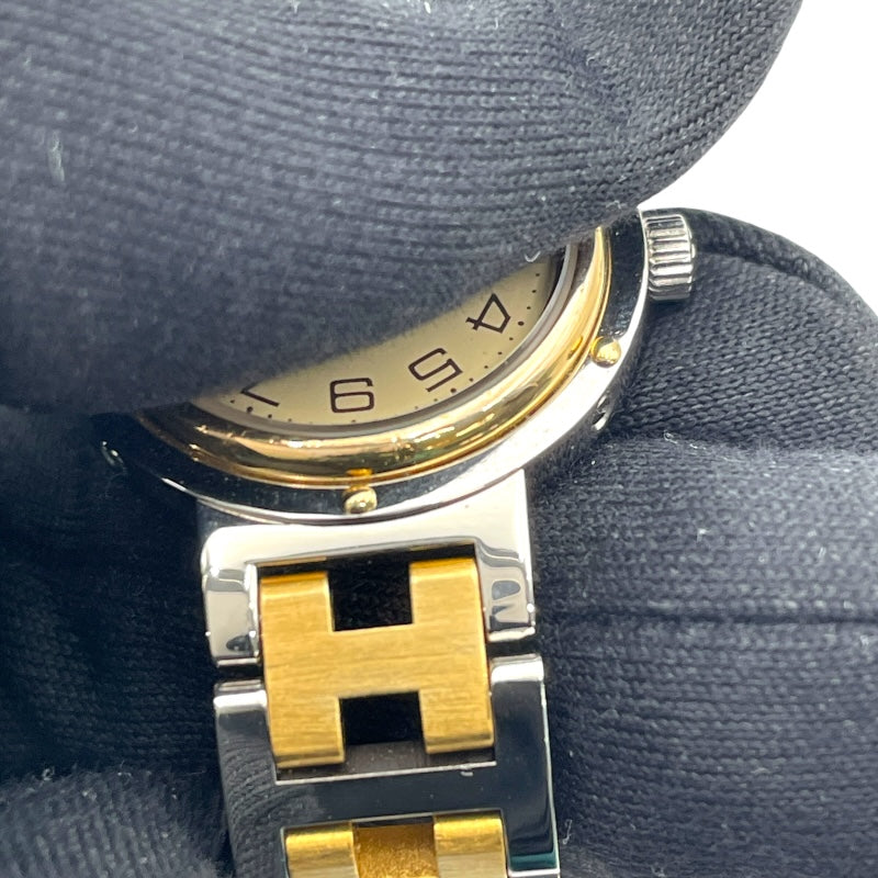 エルメス HERMES クリッパー ベージュ GP/SS クオーツ レディース 腕時計