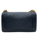 シャネル CHANEL ボーイシャネル25 A67086 21番台 ネイビー GD金具 ラム レディース ショルダーバッグ