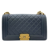 シャネル CHANEL ボーイシャネル25 A67086 21番台 ネイビー GD金具 ラム レディース ショルダーバッグ