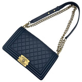 シャネル CHANEL ボーイシャネル25 A67086 21番台 ネイビー GD金具 ラム レディース ショルダーバッグ
