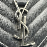 サンローラン SAINT LAURENT エンベロープ チェーンショルダー 487206 ブラック SV金具 キャビア レディース ショルダーバッグ