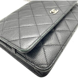 シャネル CHANEL マトラッセチェーンウォレット A33814 ブラック SV金具 キャビア レディース ウォレットチェーン