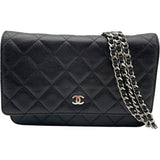 シャネル CHANEL マトラッセチェーンウォレット A33814 ブラック SV金具 キャビア レディース ウォレットチェーン