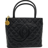 シャネル CHANEL 復刻トート A01804 5番台 ブラック GD金具 キャビア レディース トートバッグ
