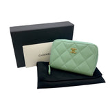 シャネル CHANEL マトラッセジップコインケース AP0216 グリーン　シルバー金具 キャビアスキン レディース コインケース