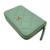 シャネル CHANEL マトラッセジップコインケース AP0216 グリーン　シルバー金具 キャビアスキン レディース コインケース