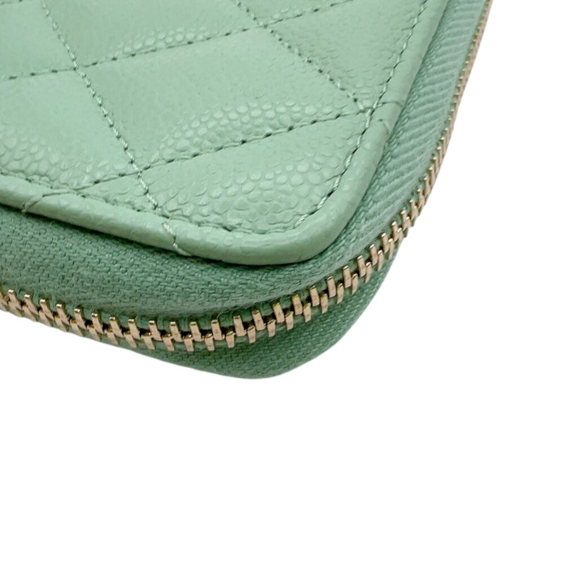 シャネル CHANEL マトラッセジップコインケース AP0216 グリーン 