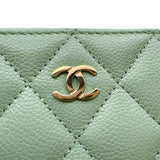 シャネル CHANEL マトラッセジップコインケース AP0216 グリーン　シルバー金具 キャビアスキン レディース コインケース
