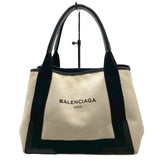 バレンシアガ BALENCIAGA ネイビーカバスS 339933 アイボリー/ブラック キャンバス・レザー レディース ハンドバッグ
