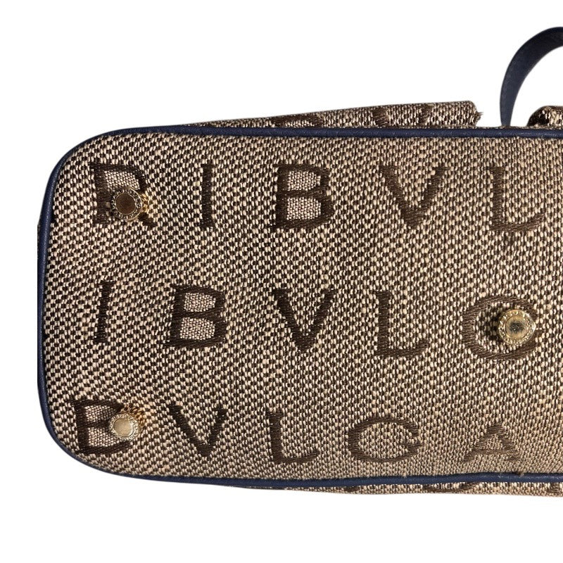 ブルガリ BVLGARI ロゴマニアハンドバッグ ベージュ・ブルー