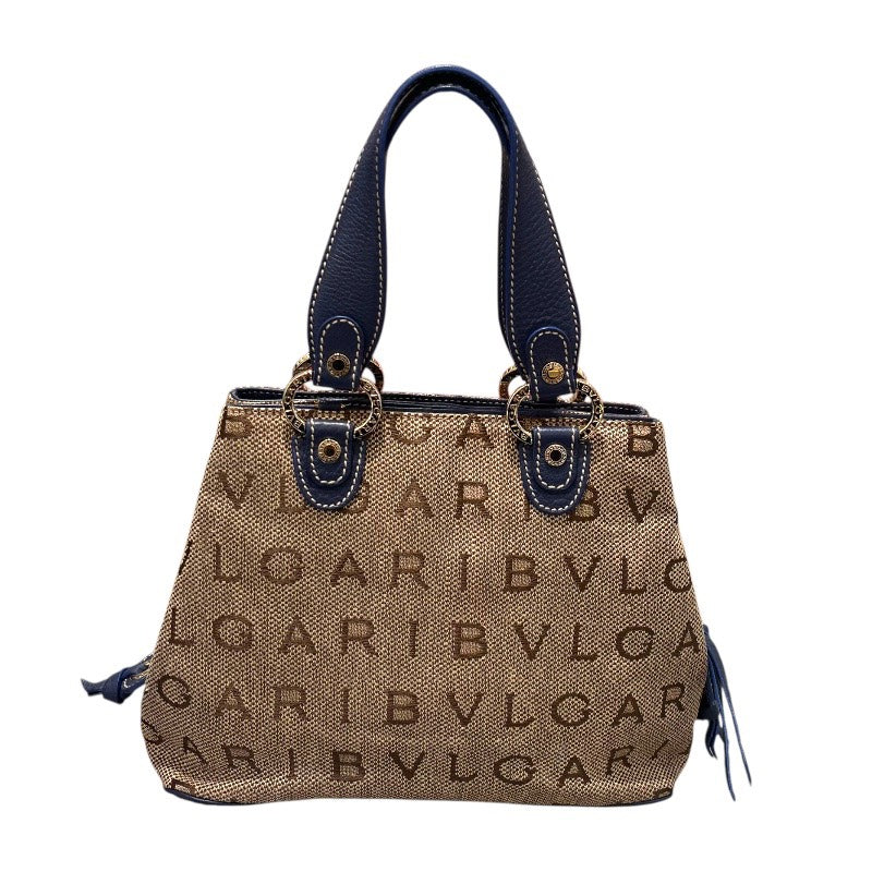 ブルガリ BVLGARI ロゴマニアハンドバッグ ベージュ・ブルー