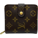 ルイ・ヴィトン LOUIS VUITTON コンパクトジップウォレット M61667 ブラウン モノグラムキャンバス レディース 二つ折り財布