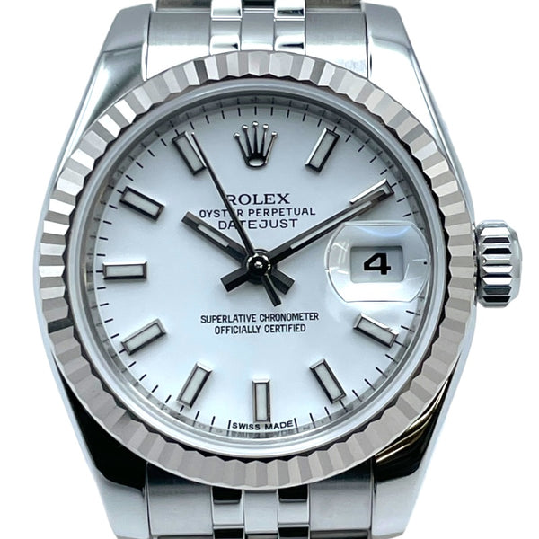 ロレックス ROLEX デイトジャスト 179174 D番 時計 レディース ブランド 自動巻き AT ステンレス SS ホワイトゴールド WG シルバー ホワイト OH・磨き済み 【中古】 2300044799600_1_600x600_crop_c