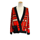 エルメス HERMES BRIDESdeGALAツイルレーヌカーディガン 3H2818DH オレンジ ブラック シルク メンズ カーディガン